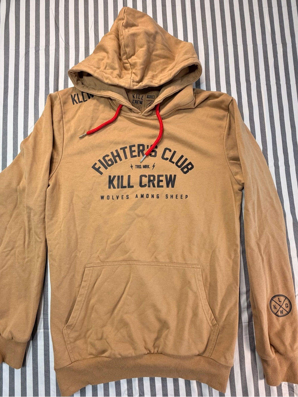 Kill Crew Fighters Club Hoodie S Tan Brown Sweater Sweatshirt Porrada Small